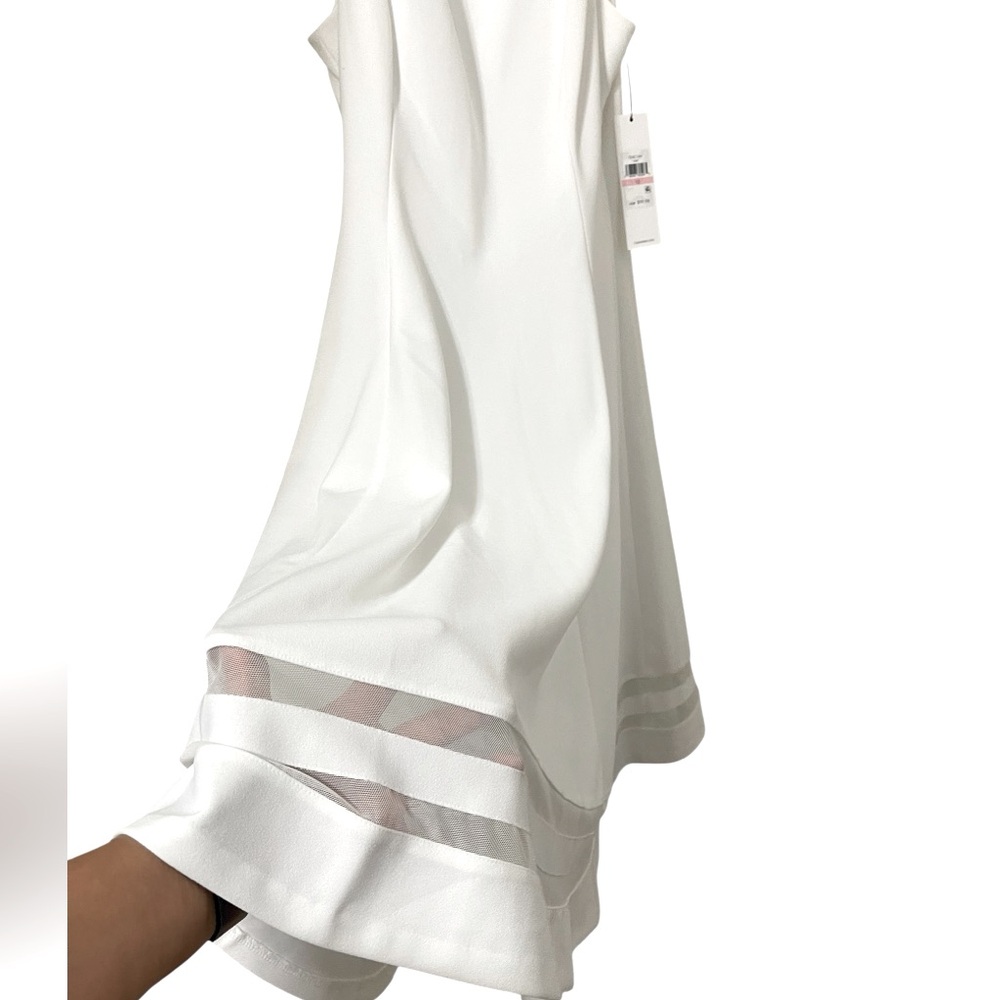 💚💙🌼NWT CALVIN KLEIN MESH INSERT DRESS. Elegant White Sleeveless Dress - Picture 3 of 9